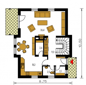 Image miroir | Plan de sol du rez-de-chaussée - KLASSIK 170